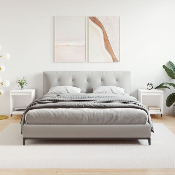 vidaXL Bedside Cabinet Set of 2 White Engineered wood, metal Medium