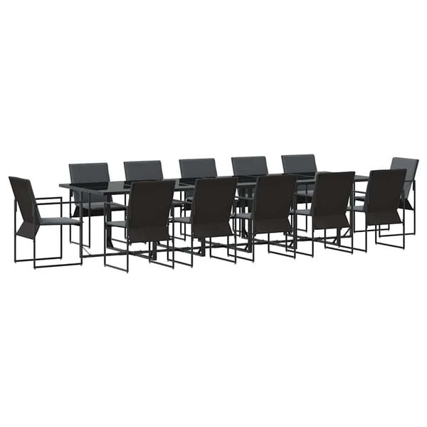 vidaXL Garden Dining Set 13 pcs Black Steel