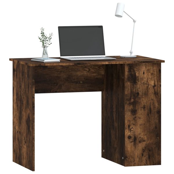 vidaXL Desk Smoked oak Engineered wood 39.4x21.7x29.5 in Computer Desk