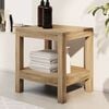 vidaXL Bathroom Side Table Natural Teak Solid Teak Wood 17.7x13.8x17.7 in