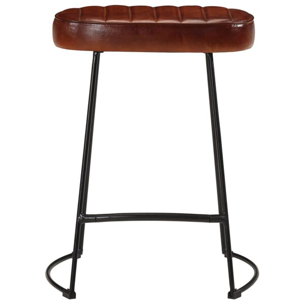 vidaXL Bar Stool Set of 2 Dark Brown Powder-Coated Iron Medium Durable
