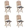 vidaXL Outdoor Dining Set Natural Bamboo Bamboo, Polyester Medium