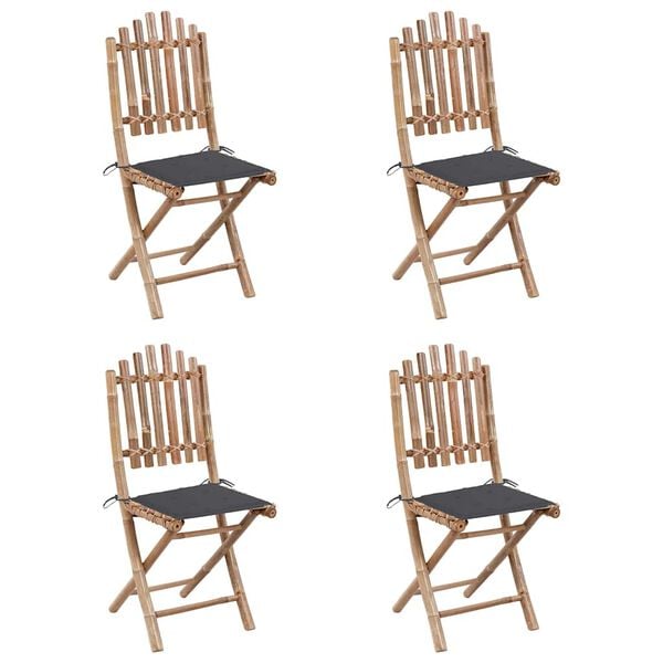 vidaXL Outdoor Dining Set Natural Bamboo Bamboo, Polyester Medium