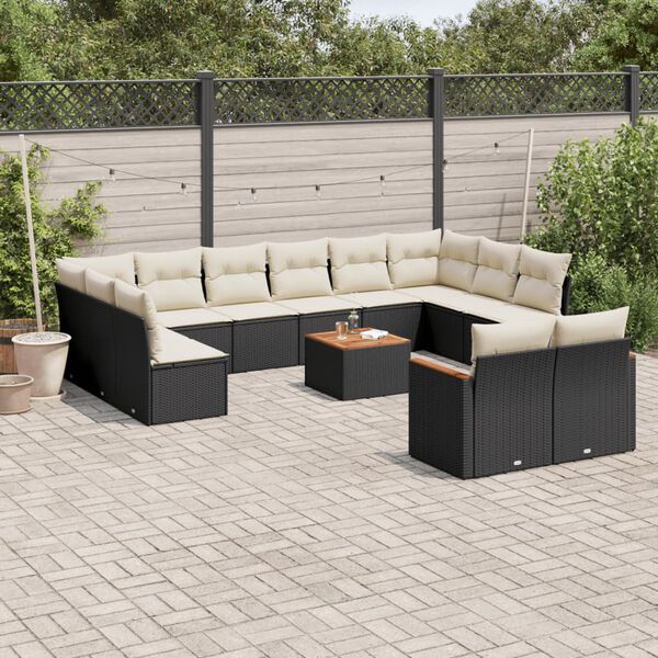 vidaXL Garden Sofa Set Black, Cream white