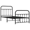 vidaXL Bed Frame Black Powder-Coated Steel Twin Storage Bed Frame