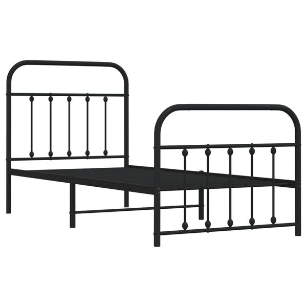 vidaXL Bed Frame Black Powder-Coated Steel Twin Storage Bed Frame