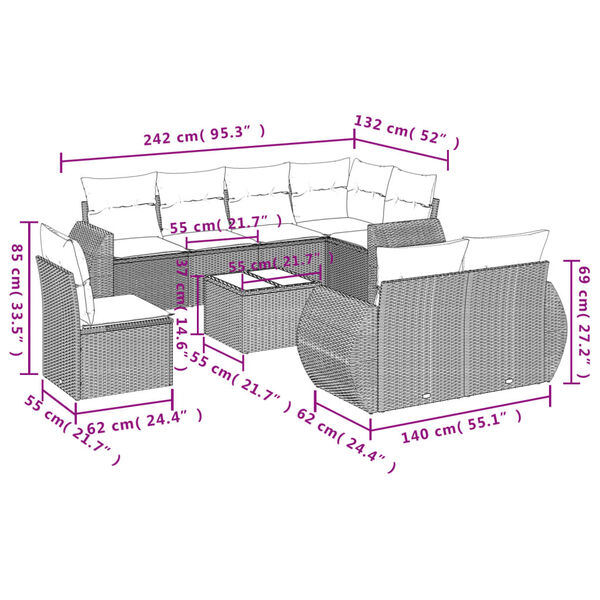 vidaXL Garden Sofa Set Grey