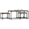 vidaXL Nesting Coffee Table Set of 3 Brown Oak Engineered Wood, Metal