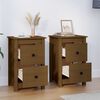 vidaXL Bedside Cabinet Set of 2 Honey Brown Solid Pine Wood Medium