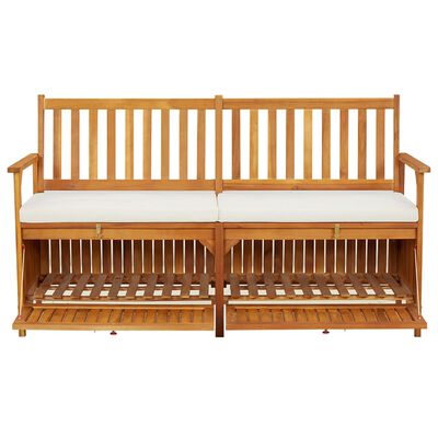 vidaXL Storage Bench with Cushion 58.3" Solid Wood Acacia