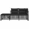 vidaXL Garden Sofa Set Black PE Rattan, Powder-Coated Steel, Tempered Glass