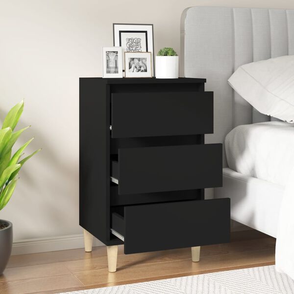 vidaXL Bedside Cabinet Black Engineered wood Medium Bedside Cabinet