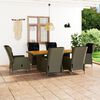 vidaXL Patio Dining Set Set of 6 Brown Round PE rattan 7 Piece Set