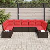 vidaXL Garden Sofa Set with Cushion 9 pcs Brown Poly Rattan