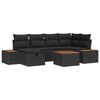 vidaXL Garden Sofa Set with Cushion 7 pcs Black Poly Rattan