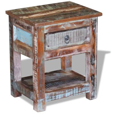 vidaXL Side Table with 1 Drawer Solid Reclaimed Wood 17"x13"x20"