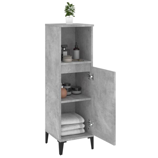 vidaXL Bathroom Cabinet Concrete Grey Engineered Wood, Metal Medium