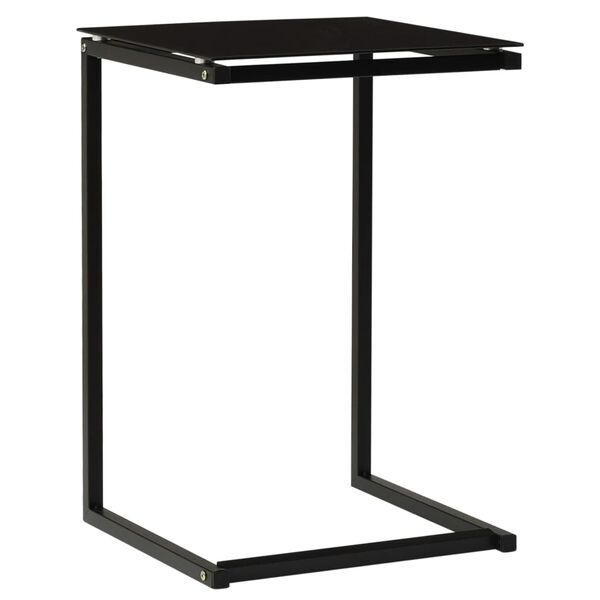 vidaXL Side Table Black Tempered Glass 15.7 x 15.7 x 23.6 in.
