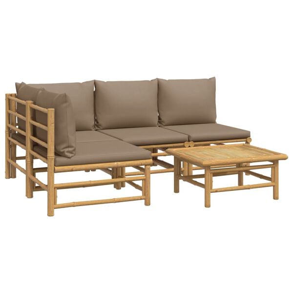 vidaXL Garden Lounge Set Taupe Bamboo Medium Modular