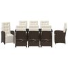 vidaXL Garden Dining Set with Cushion 9 pcs Brown Poly Rattan