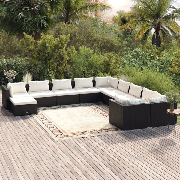 vidaXL Garden Lounge Set Black, Cream