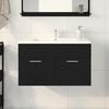 vidaXL Sink Cabinet with Storage with Door Black Oak Engineered Wood