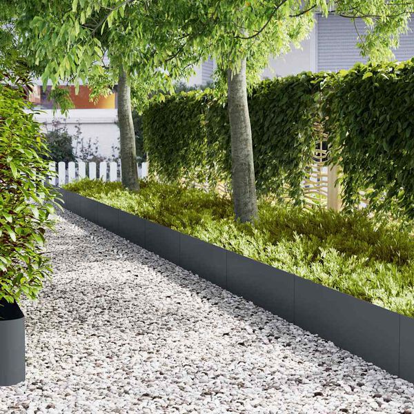 vidaXL Lawn Edging 10 pcs Anthracite 100 x 0.05 x 20 cm