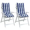 vidaXL Highback Chair Cushion Set of 2 Blue and White Stripe