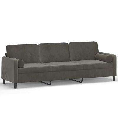 vidaXL 3-Seater Sofa with Pillows&Cushions Dark Gray 82.7" Velvet