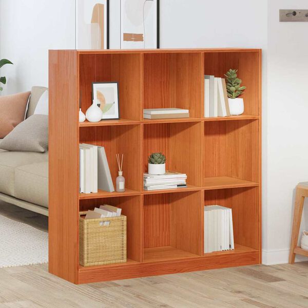 vidaXL Book Cabinet Wax Brown 40.94 x 12.99 x 43.31 in Solid Pine Wood