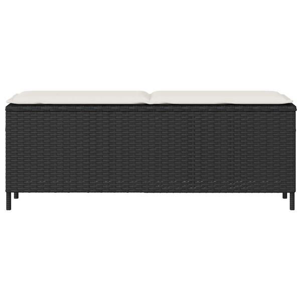 vidaXL Garden Bench Black Poly Rattan 43.3 x 11.8 x 15.9 in Tough