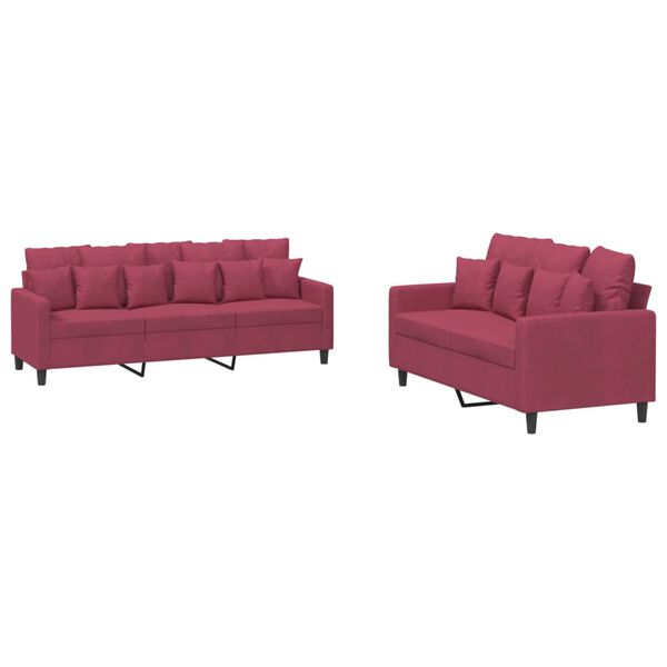 vidaXL Sofa Set Wine Red