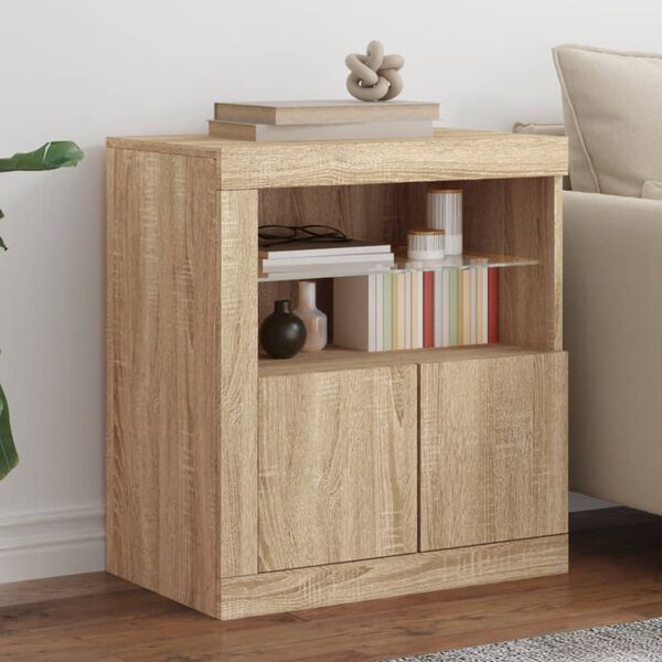 vidaXL Sideboard Sonoma oak Engineered wood, glass Compact Sideboard