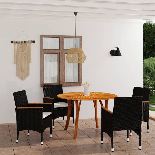 vidaXL 5 Piece Patio Dining Set Black