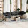 vidaXL Garden Sofa Set Light Grey PE Rattan Large Adjustable Feet