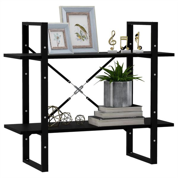 vidaXL Book Cabinet Black Solid pine wood, metal Medium Book Cabinet