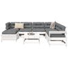 vidaXL Garden Sofa Set White Solid Pine Wood, Plywood Large Modular