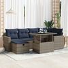 vidaXL 7 Piece Patio Sofa Set with Cushions Grey Poly Rattan Acacia