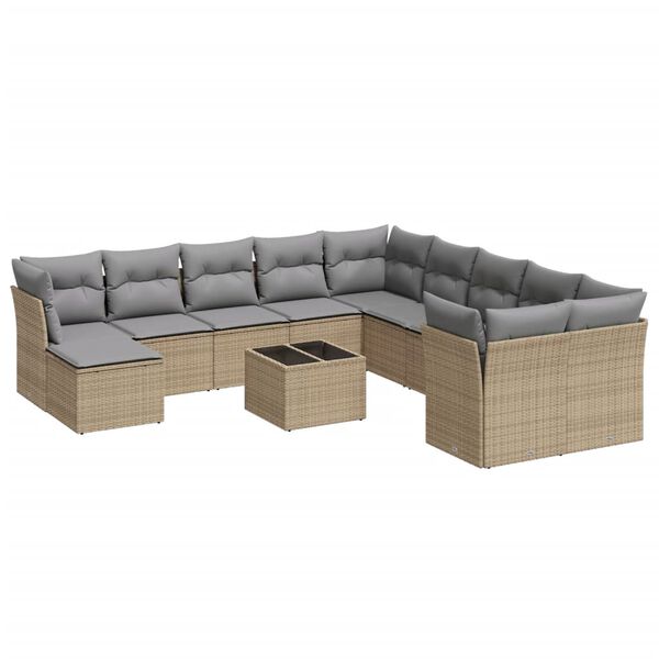 vidaXL Garden Sofa Set Beige, Light Grey