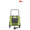 vidaXL Pet Bike Trailer Green and Grey Oxford fabric, Iron, PVC