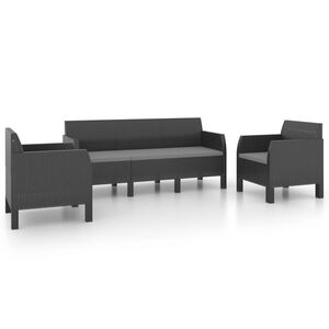 vidaXL Garden Lounge Set Anthracite Polypropylene Large Removable Covers