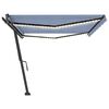 vidaXL Retractable Awning Blue and White Powder-coated aluminum Large