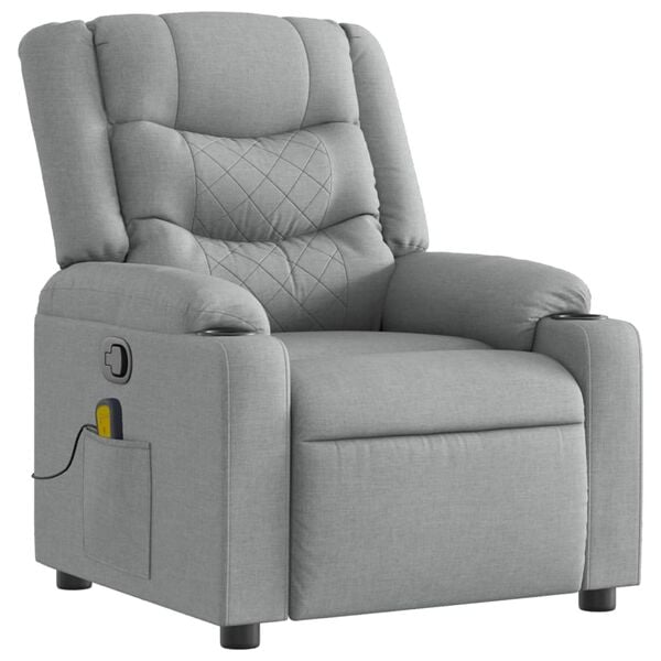 vidaXL Massage Recliner Chair Light grey 100% polyester fabric Single