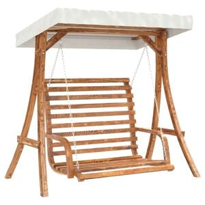 vidaXL Swing Bench Teak Solid spruce wood with polyester canopy Medium