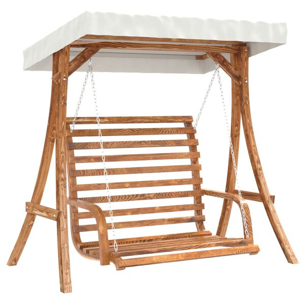 vidaXL Swing Bench Teak Solid spruce wood with polyester canopy Medium