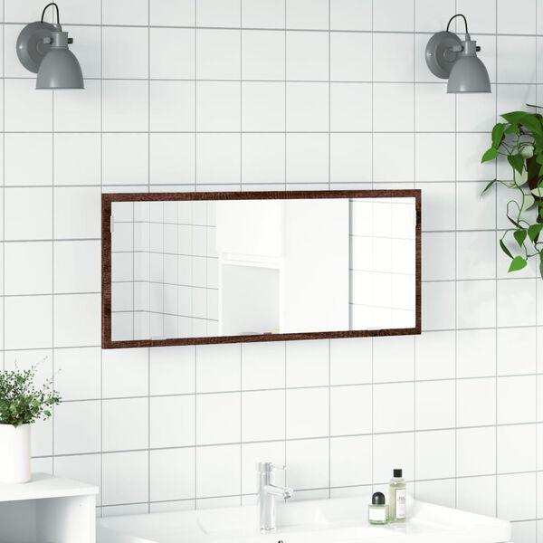 vidaXL Bathroom Mirror Brown oak Engineered wood, glass