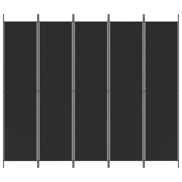 vidaXL 5-Panel Room Divider Black 98.4"x86.6" Fabric