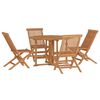 vidaXL Outdoor Dining Set Teak Brown Solid teak wood Compact Foldable