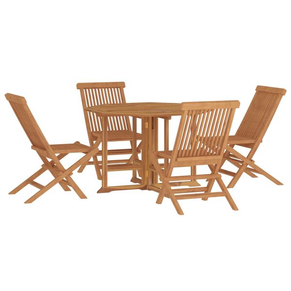 vidaXL Outdoor Dining Set Teak Brown Solid teak wood Compact Foldable