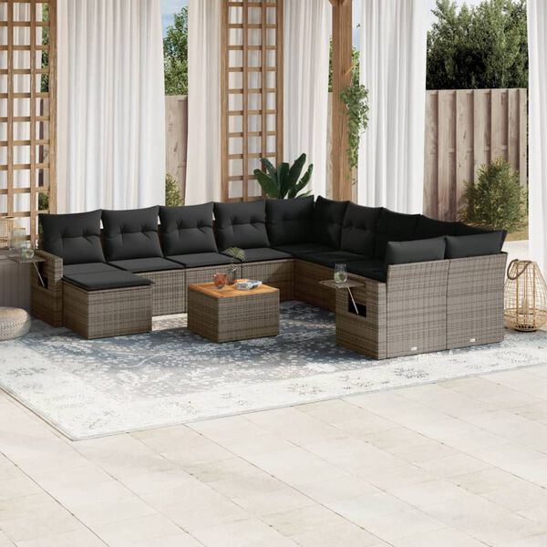 vidaXL Garden Sofa Set Grey, Dark Grey